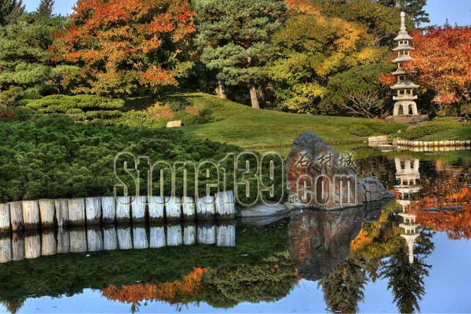 日式风格的园林景观装饰有山有水有石材