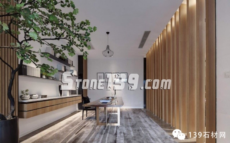 270平现代新中式风格联排别墅装修石材与实木的遇见