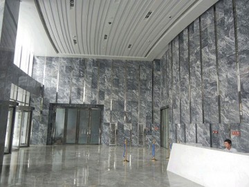 雅典娜灰大理石大厅墙面工程应用