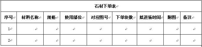 石材工程项目管理的四个阶段所需要的表格