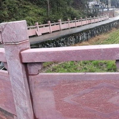 红色石材栏杆 寿宁红石材护栏 异形石材