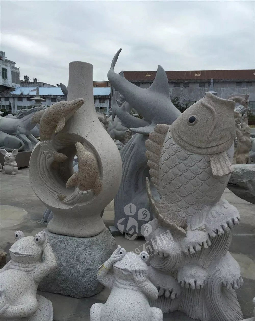 渔业石雕主题海洋生物馆 寓意生动形象 栩栩如生