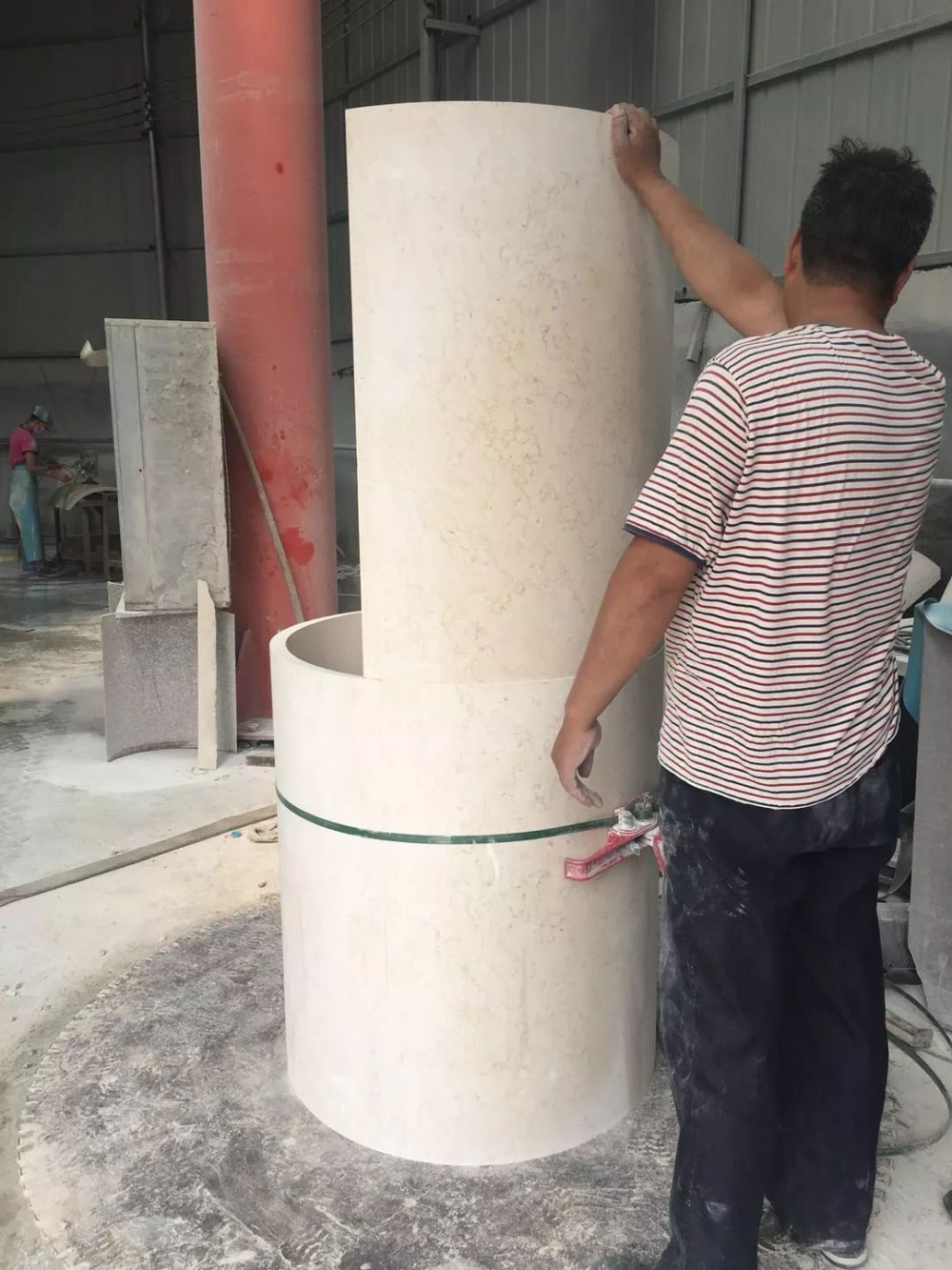 图解石材圆柱弧形板的加工过程