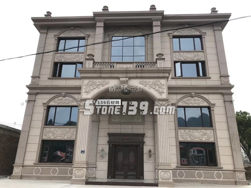 石井虾红别墅雕刻加工 虾红别墅干挂外墙a料 霞红石材别墅外墙干挂