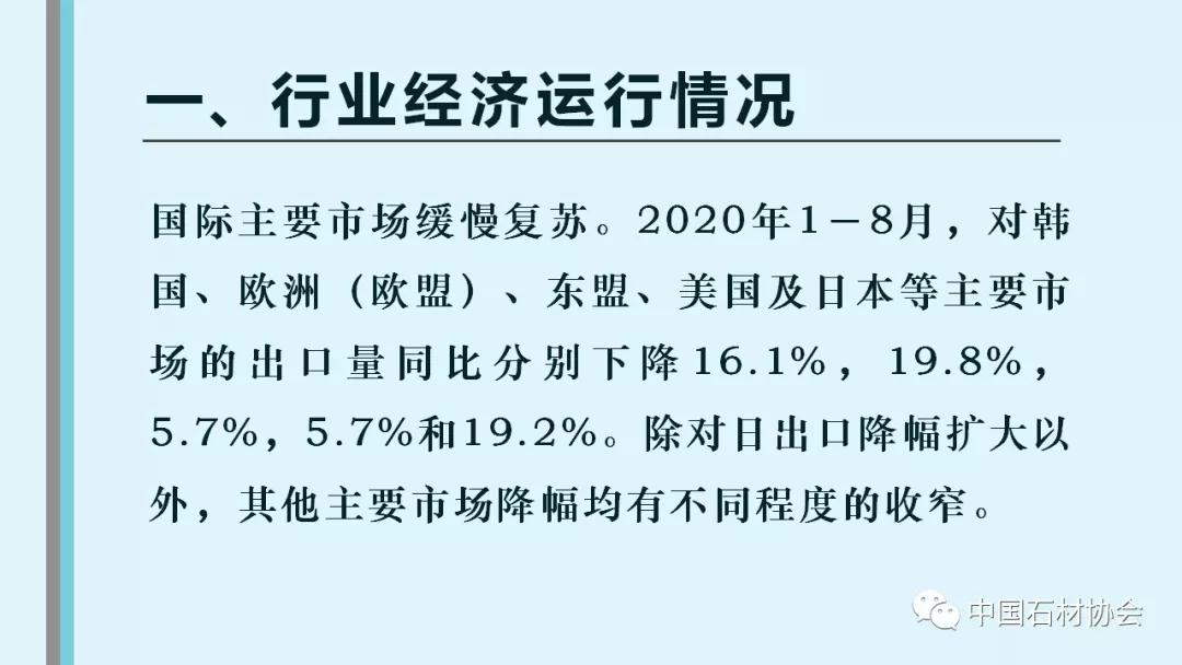 中石协：2020年1-8月石材行业经济运行分析