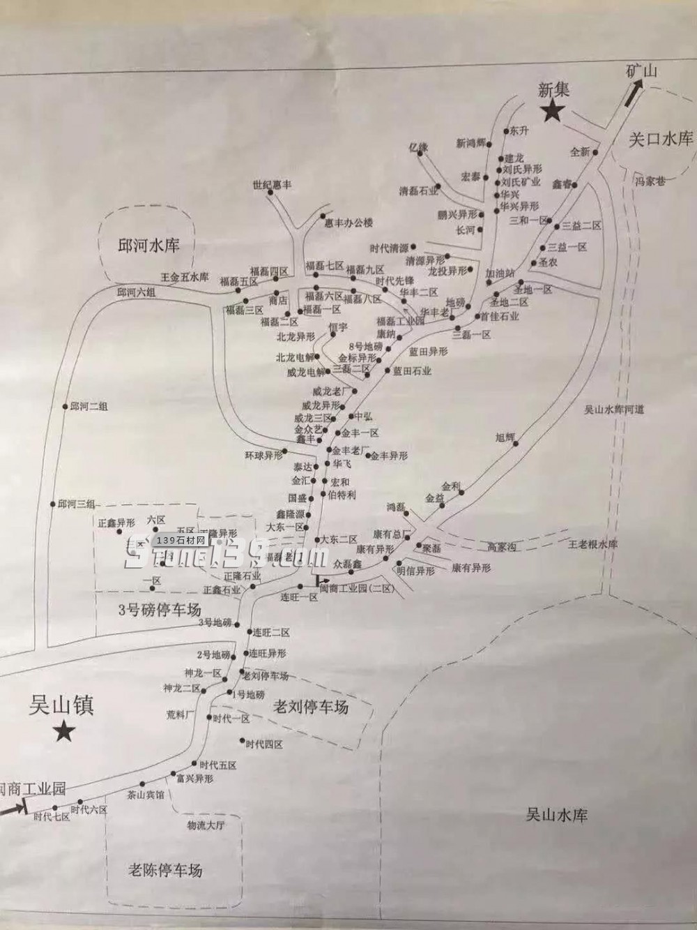 随州石材工业区石材企业分布简图（随州白麻和黄金麻花岗岩）