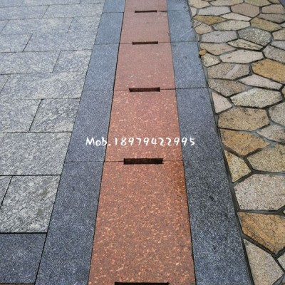 帝王红水沟盖板案例应用 搭配锈石 芝麻黑 浪花白系列