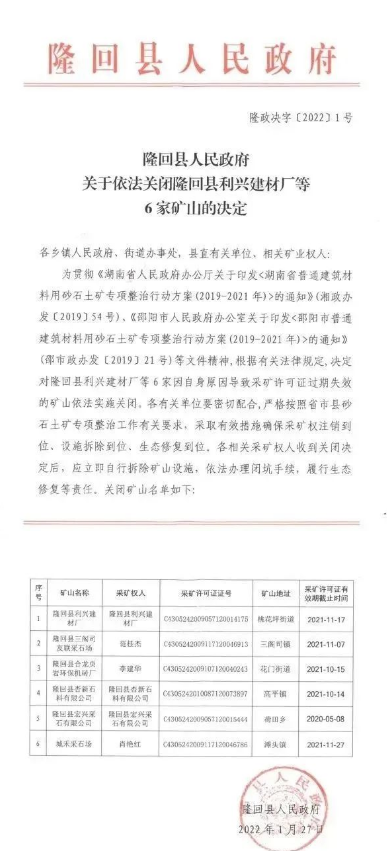 湖南隆回石材厂关闭