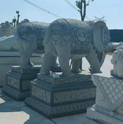 麻城芝麻白石雕大象
