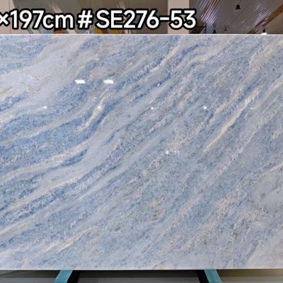 蓝水晶大理石斜纹 像海浪拍打着沙滩