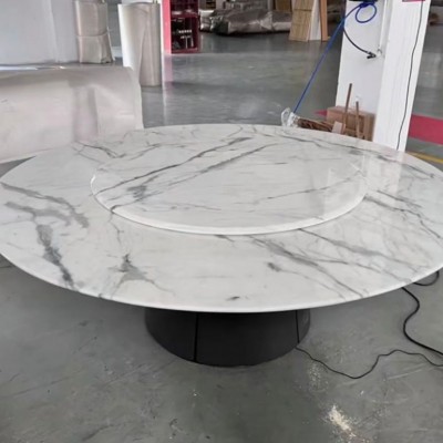 新鱼肚白｜圆形餐桌 + 转盘 工厂成品实拍